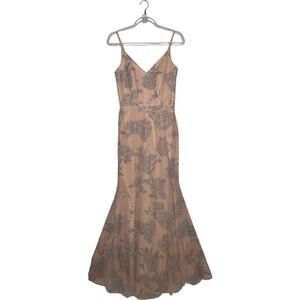 NWT Hayley Paige Occasions Blush Floral Glitter Tulle Gown 2010s Size 2